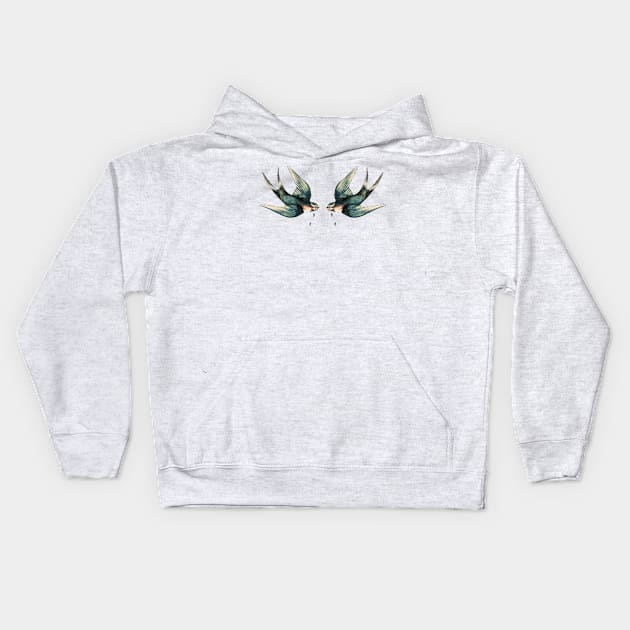 Crying Swallow. Birds. Kids Hoodie by Sitenkova